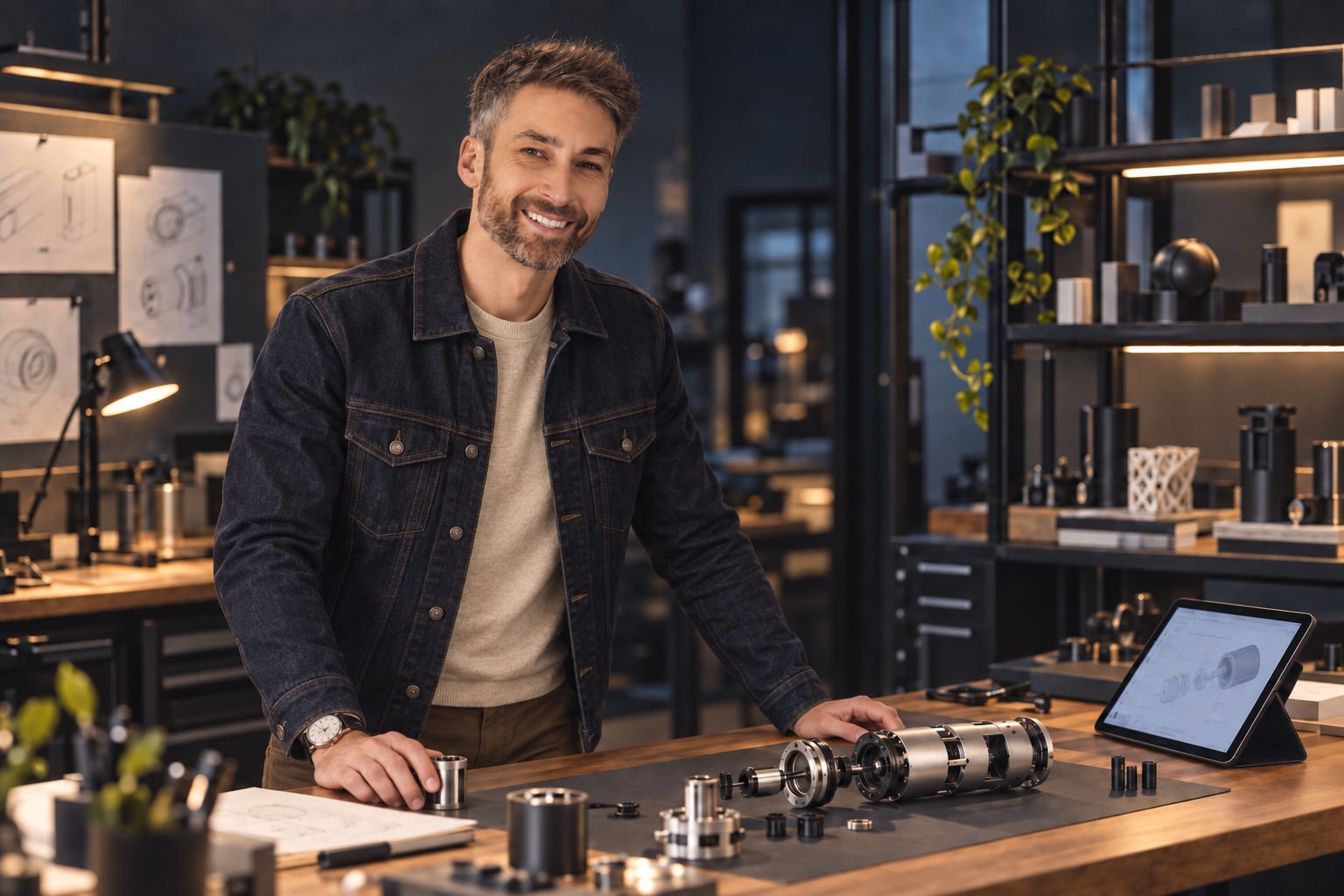 Justin Mayer in his product lab