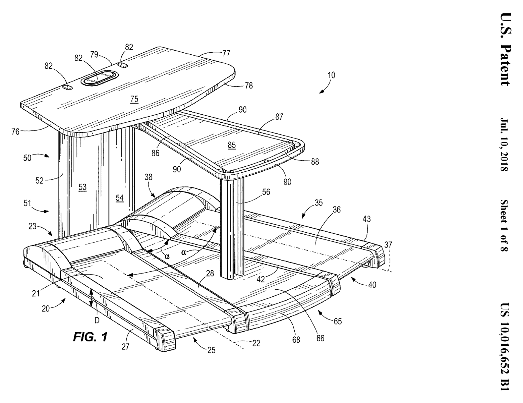 InMovement convergent treadmill workstation patent drawing