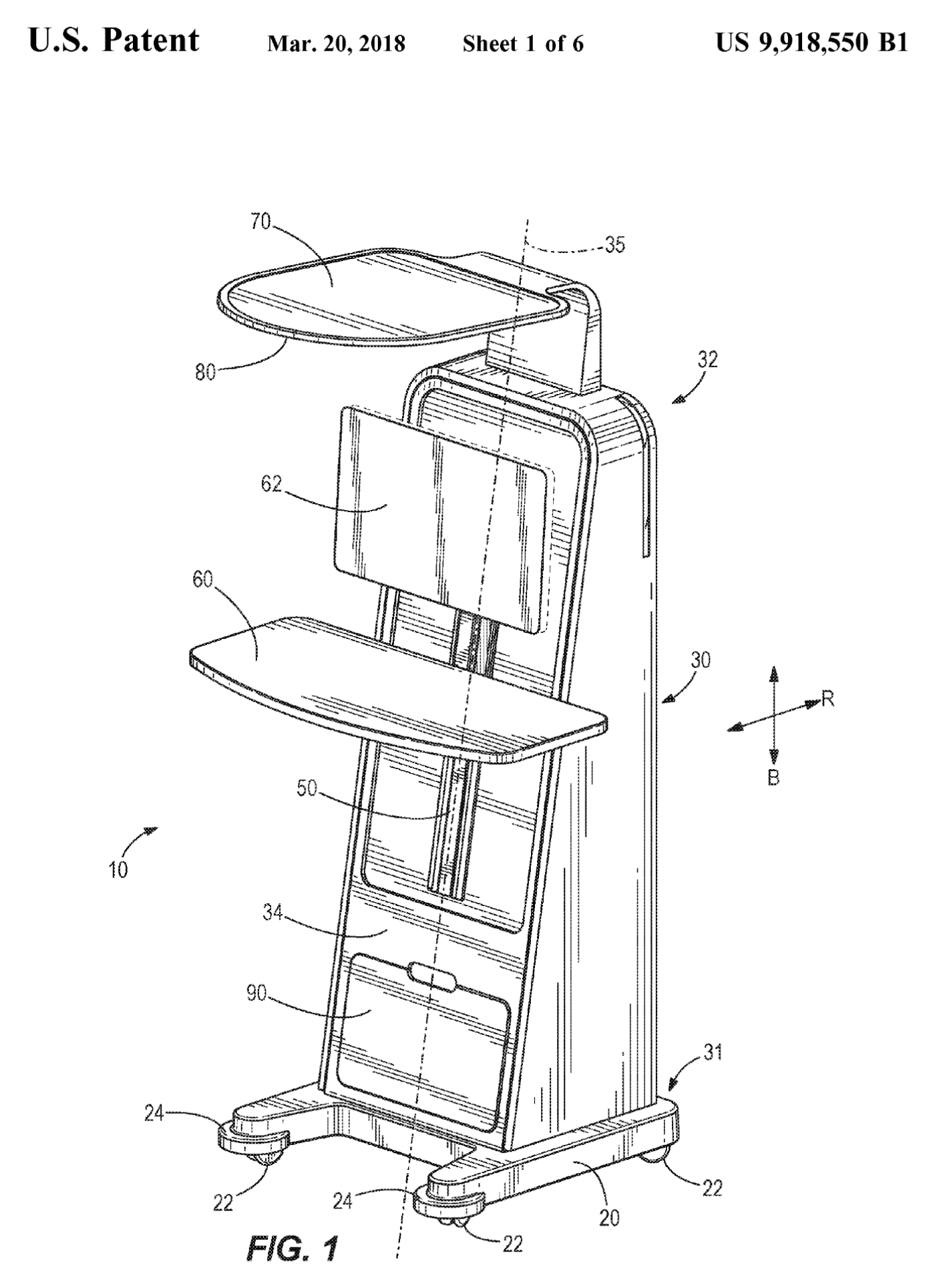 InMovement mobile workstation patent drawing