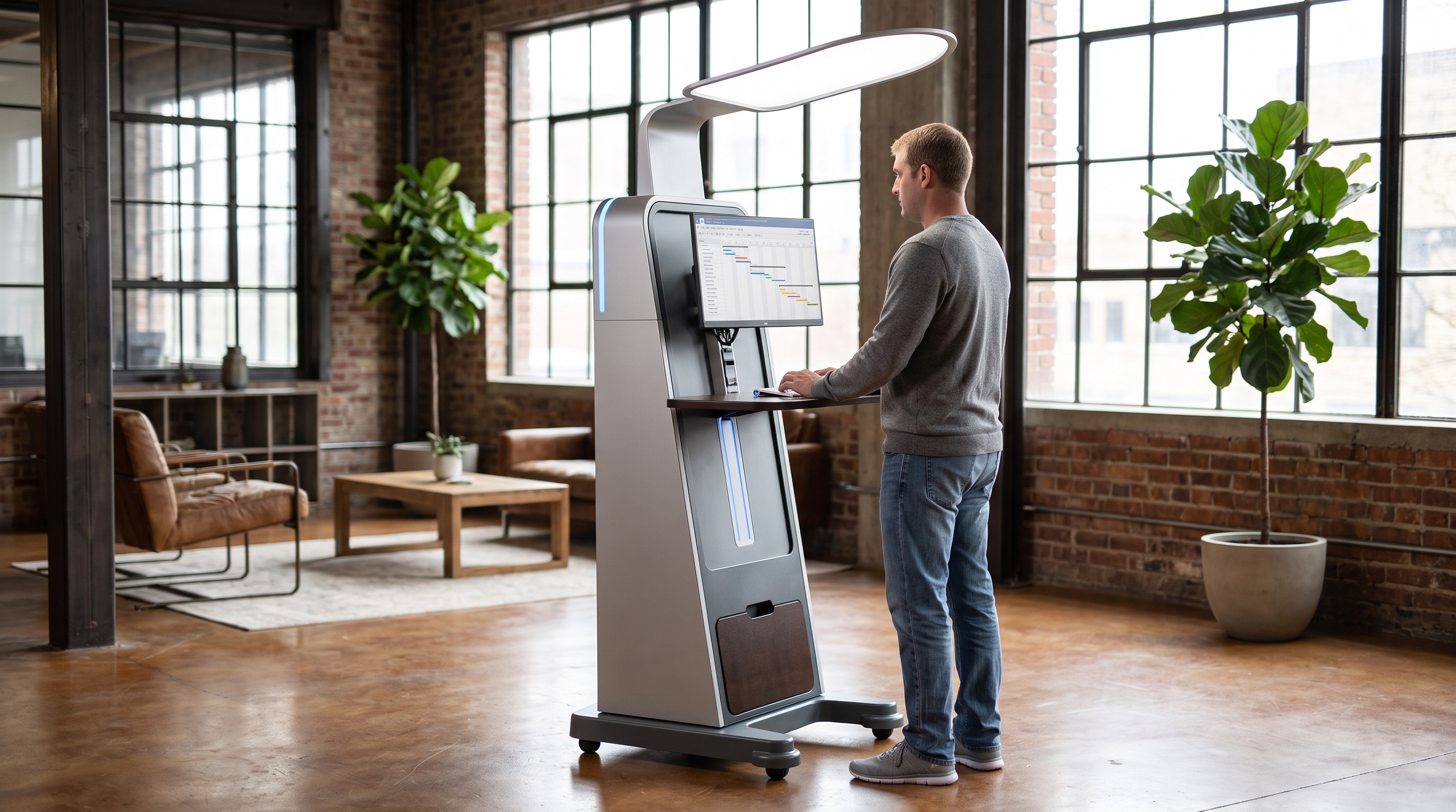 A person using the InMovement mobile workstation